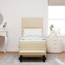 Box spring seng med hovedgærde Creme 80 x 200 cm Stof