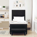 Box spring seng med hovedgærde Sort 90 x 190 cm Stof