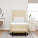 Box spring seng med hovedgærde Creme 90 x 190 cm Stof