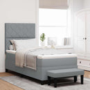 Box spring seng med hovedgærde Lysegrå 90 x 200 cm Stof