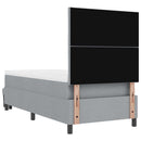 Box spring seng med hovedgærde Lysegrå 90 x 200 cm Stof