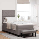 Box spring seng med hovedgærde Gråbrun 90 x 200 cm Stof