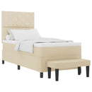Box spring seng med hovedgærde Creme 100 x 200 cm Stof
