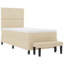 Box spring seng med hovedgærde Creme 100 x 200 cm Stof