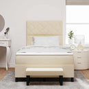 Box spring seng med hovedgærde Creme 120 x 190 cm Stof