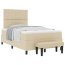 Box spring seng med hovedgærde Creme 120 x 200 cm Stof