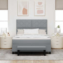 Box spring seng med pude Lysegrå 140 x 190 cm Stof