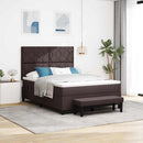 Box spring seng med hovedgærde Mørk Brun 140 x 190 cm Stof