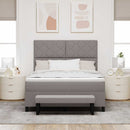 Box spring seng med hovedgærde Gråbrun 140 x 190 cm Stof