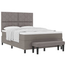 Box spring seng med hovedgærde Gråbrun 140 x 190 cm Stof