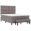 Box spring seng med hovedgærde Gråbrun 140 x 190 cm Stof