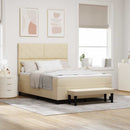 Box spring seng med hovedgærde Creme 140 x 190 cm Stof