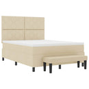 Box spring seng med hovedgærde Creme 140 x 190 cm Stof