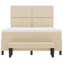 Box spring seng med hovedgærde Creme 140 x 190 cm Stof
