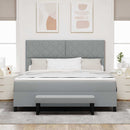 Box spring seng med hovedgærde Lysegrå 180 x 200 cm Stof