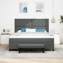 Box spring seng med hovedgærde Mørkegrå 180 x 200 cm Stof