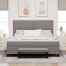 Box spring seng med hovedgærde Gråbrun 180 x 200 cm Stof