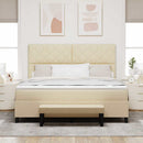 Box spring seng med hovedgærde Creme 180 x 200 cm Stof