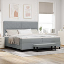 Box spring seng med hovedgærde Lysegrå 200 x 200 cm Stof