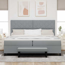 Box spring seng med hovedgærde Lysegrå 200 x 200 cm Stof