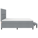 Box spring seng med hovedgærde Lysegrå 200 x 200 cm Stof