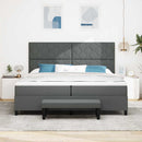 Box spring seng med hovedgærde Mørkegrå 200 x 200 cm Stof