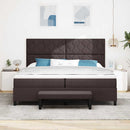 Box spring seng med hovedgærde Mørk Brun 200 x 200 cm Stof