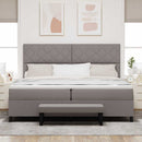 Box spring seng med hovedgærde Gråbrun 200 x 200 cm Stof