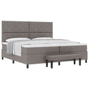 Box spring seng med hovedgærde Gråbrun 200 x 200 cm Stof