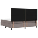 Box spring seng med hovedgærde Gråbrun 200 x 200 cm Stof