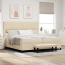 Box spring seng med hovedgærde Creme 200 x 200 cm Stof
