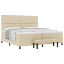 Box spring seng med hovedgærde Creme 200 x 200 cm Stof