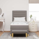 Box spring seng med pude Gråbrun 200 x 90 cm Stof