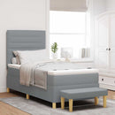 Box spring seng med hovedgærde Lysegrå 190 x 90 cm Stof