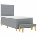Box spring seng med hovedgærde Lysegrå 190 x 90 cm Stof