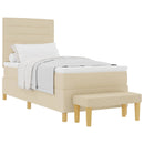 Box spring seng med pude med hovedgærde Creme 200 x 90 cm Stof