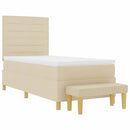 Box spring seng med pude med hovedgærde Creme 200 x 90 cm Stof