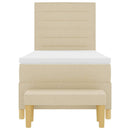 Box spring seng med pude med hovedgærde Creme 200 x 90 cm Stof