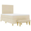 Box spring seng med pude med hovedgærde Creme 190 x 120 cm Stof