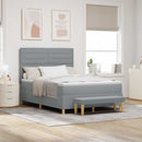 Box spring seng med hovedgærde Lysegrå 190 x 140 cm Stof