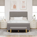 Box spring seng med hovedgærde Gråbrun 190 x 140 cm Stof