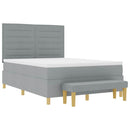 Box spring seng med pude Lysegrå 200 x 140 cm Stof
