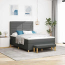 Box spring seng med pude Mørkegrå 200 x 160 cm Stof