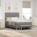 Box spring seng med hovedgærde Gråbrun 200 x 160 cm Stof