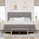 Box spring seng med hovedgærde Gråbrun 180 x 200 cm Stof