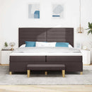 Box spring seng med madras Mørkebrun 200 x 200 cm Stof