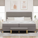 Box spring seng med hovedgærde Gråbrun 200 x 200 cm Stof