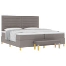 Box spring seng med hovedgærde Gråbrun 200 x 200 cm Stof