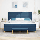 Box spring seng med madras med hovedgærde Blå 200 x 200 cm Stof