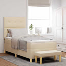 Box spring seng med pude med hovedgærde Creme 200 x 80 cm Stof